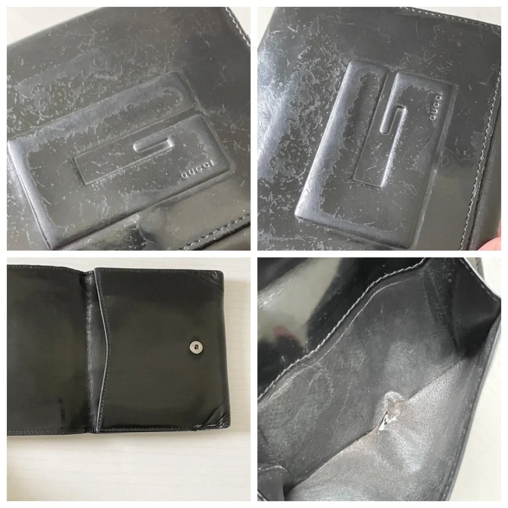 Gucci black distressed leather G logo Tom Ford era compact wallet - Picture 2 of 10